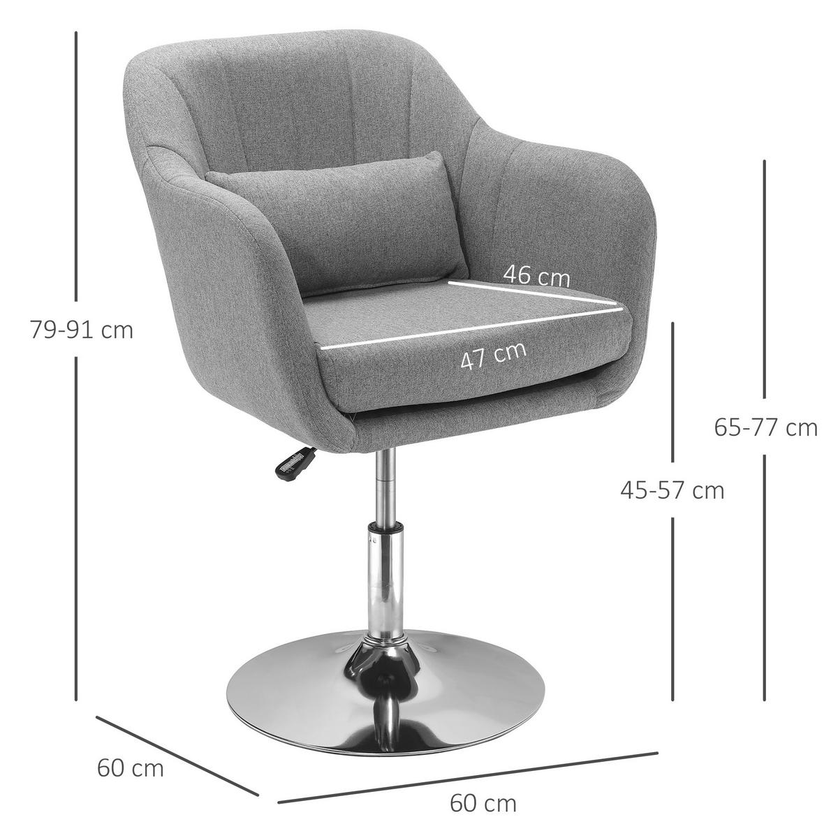 BÜROSTUHL Drehbar Höhenverstellbar Polyester Grau - Hellgrau, Kunststoff (60/91/60cm) - HOMCOM