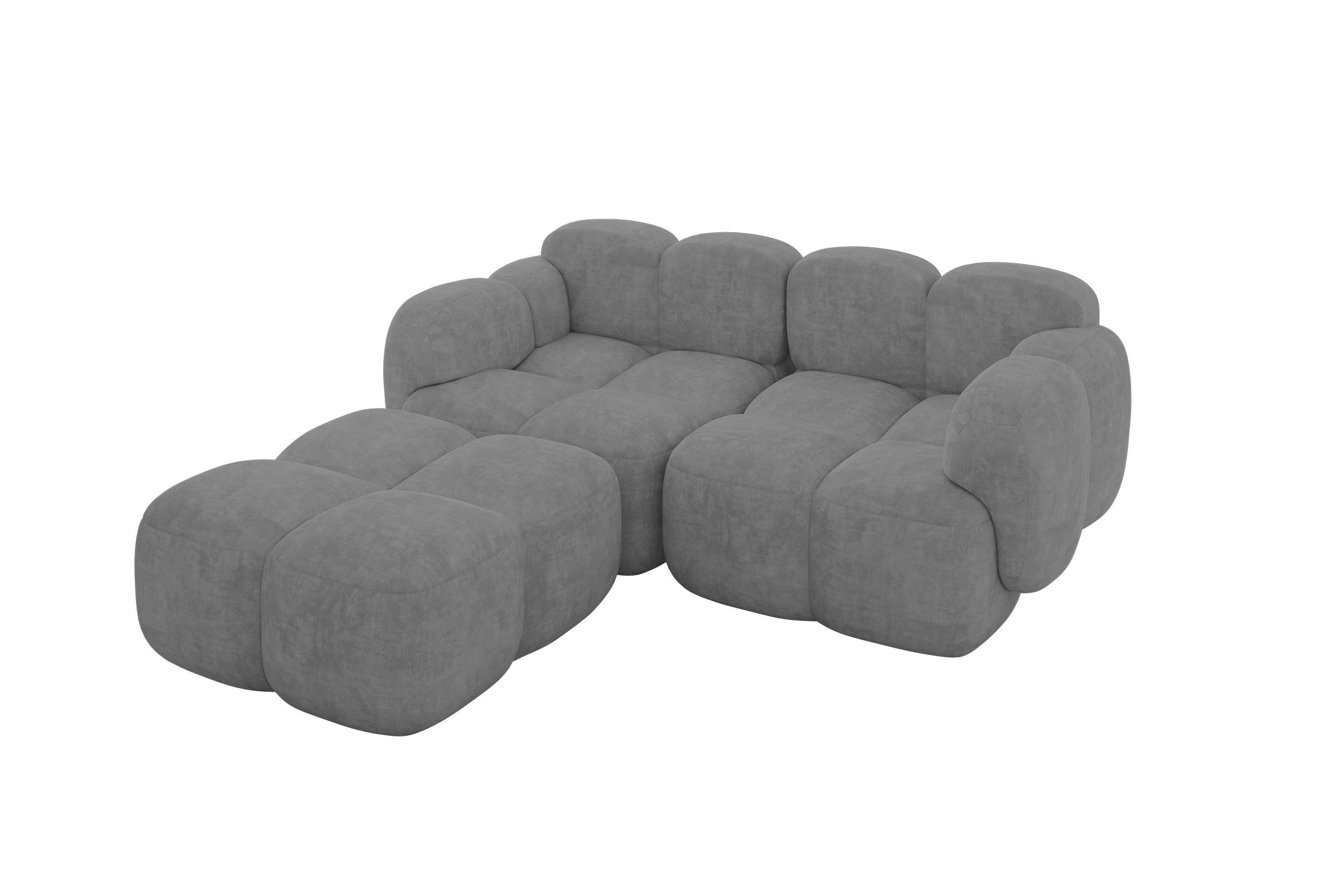 ECKSOFA modulares Sofa Links Miko-L1 214x205x75 Grau Velours - Schwarz/Grau, Holzwerkstoff/Kunststoff (214/205cm) - ALTDECOR