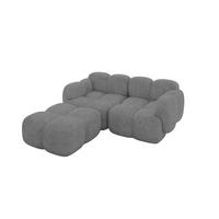 ECKSOFA modulares Sofa Links Miko-L1 214x205x75 Grau Velours - Schwarz/Grau, Holzwerkstoff/Kunststoff (214/205cm) - ALTDECOR