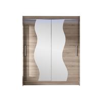 SCHWEBETÜRENSCHRANK Westa S, mit RGB LED Beleuchtung - Silberfarben/Trüffeleichefarben, Holzwerkstoff/Metall (150/200/58cm) - MIRJAN24