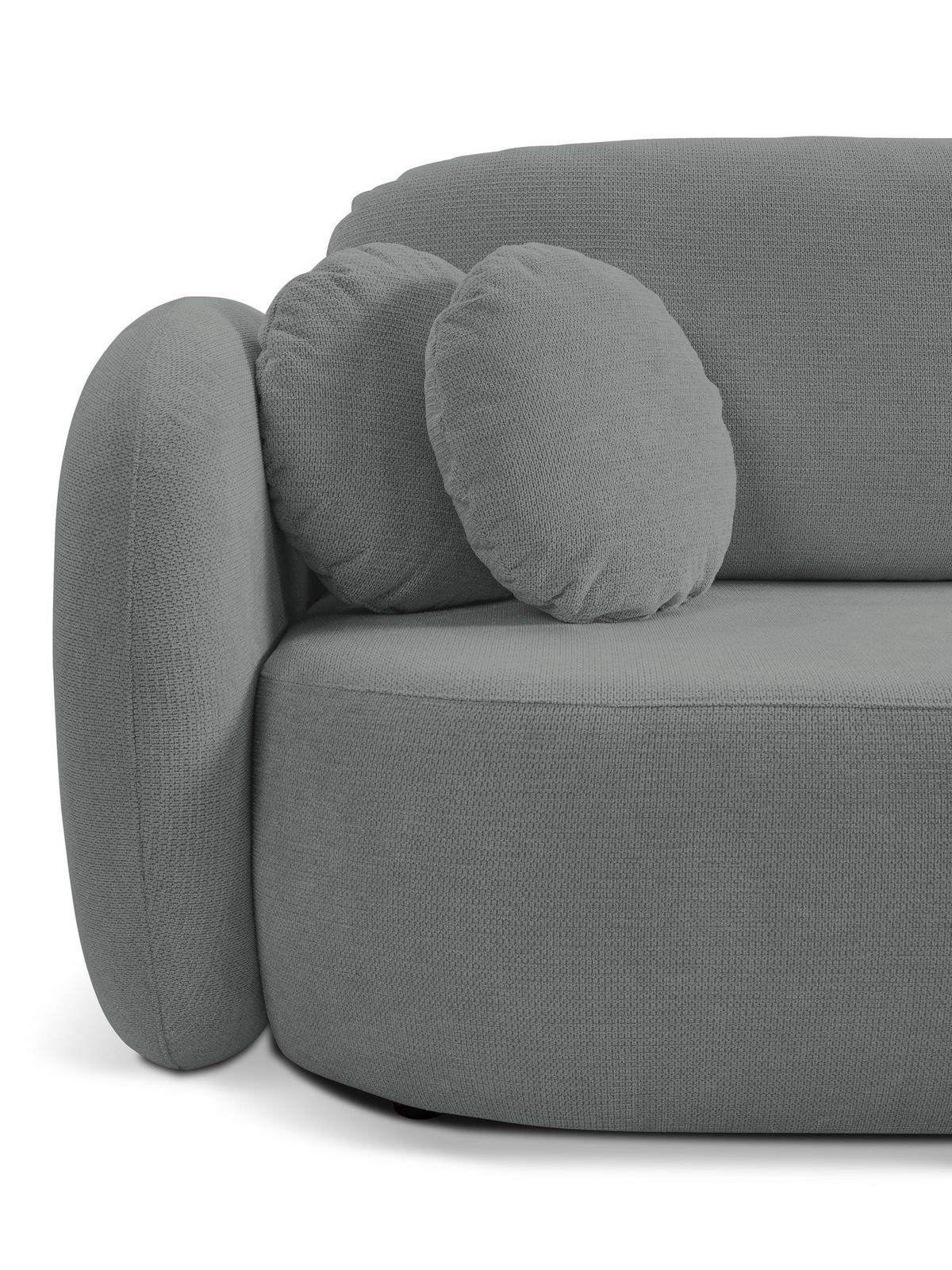 ECKSOFA AMICO R-S Grau Geflochtener Stoff mit Schlaffunktion - Grau, Holz (248/174cm) - MASSENO