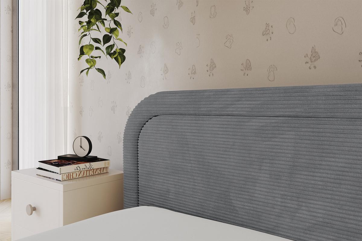 EINZELLBETT Jugendbett mit Bettkasten, Rechts - JOVY 80x200 Dunkelgrau - Schieferfarben, Holzwerkstoff/Textil (80/200cm) - ALTDECOR