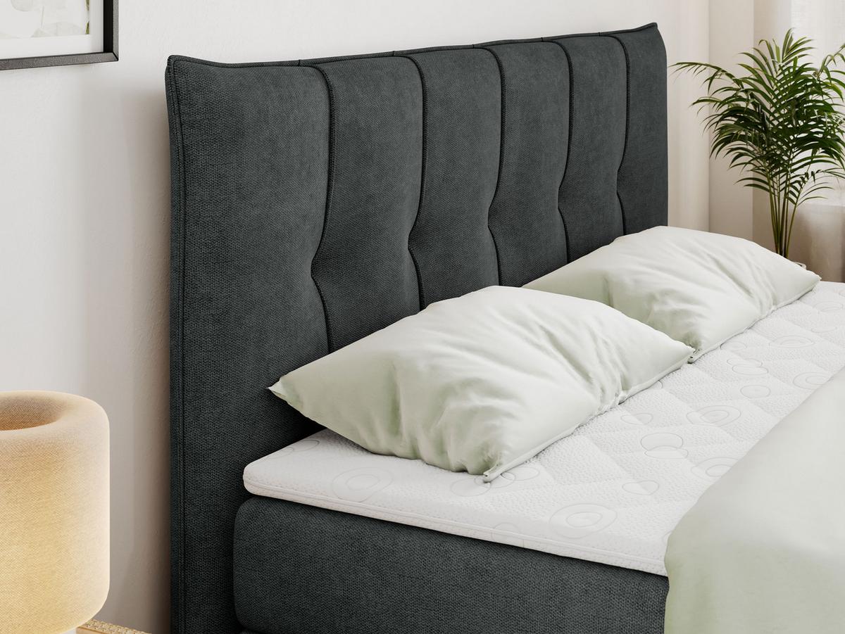 BOXSPRINGBETT PREMIUM 11 KING 120/200 Dunkelgrau Struktur - H4 - Dunkelgrau, Holz/Textil (120/200cm) - MKS