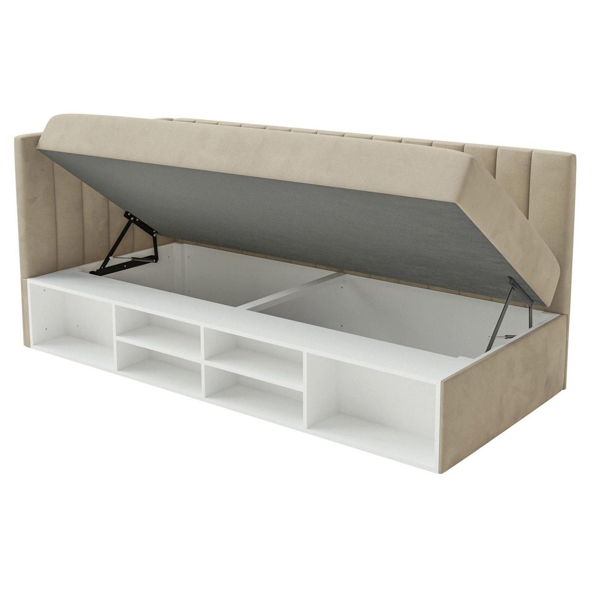 JUGENDBETT Ventrio Graubeige Easy-Clean-Samtbezug 90x200 cm - Taupe, Holz/Textil (90/200cm) - Selsey