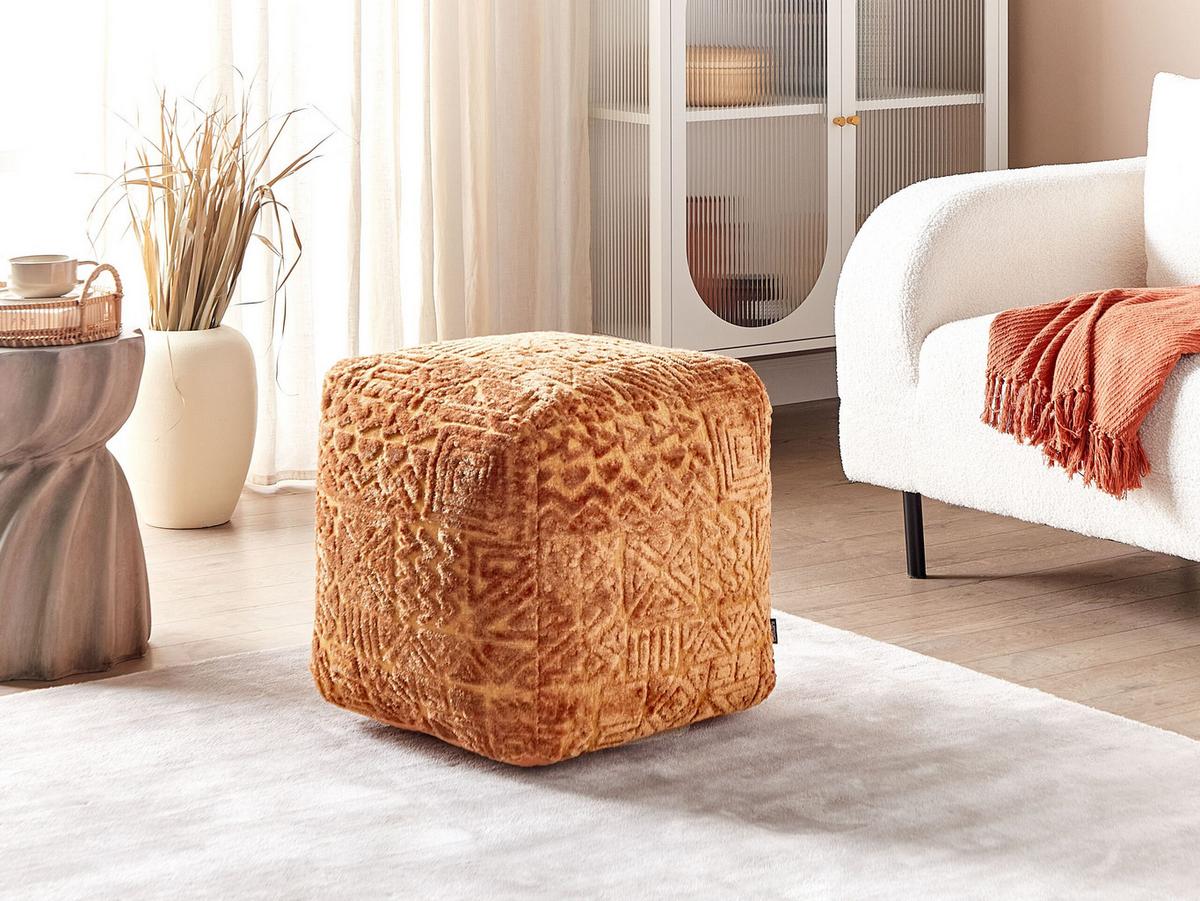 POUF Sanawan 45/45/45 cm - Braun, Naturmaterialien/Textil (45/45/45cm) - Beliani