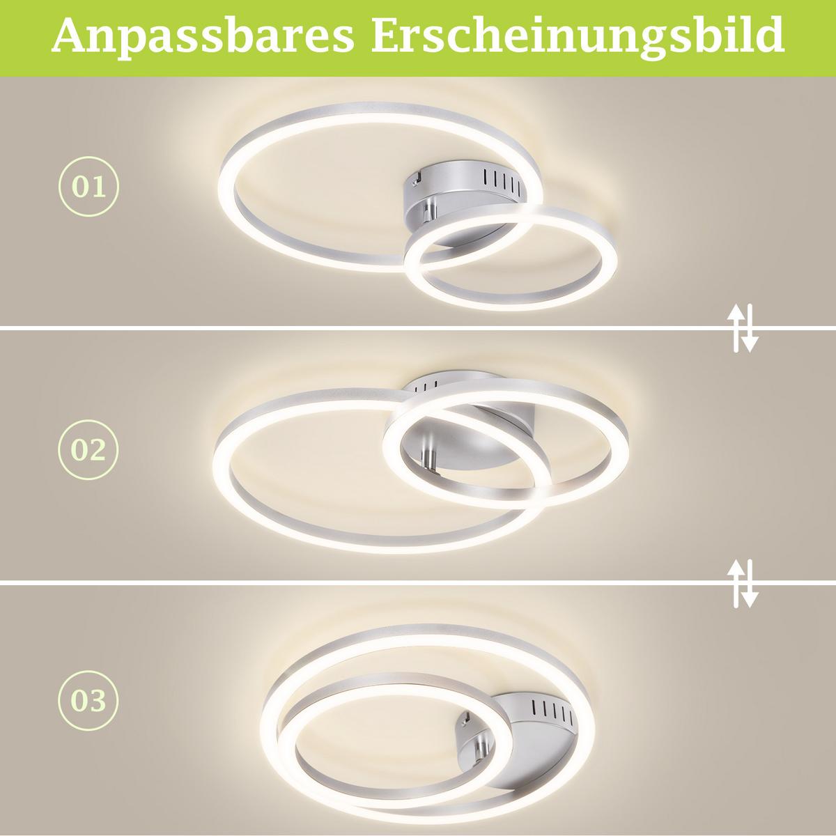 LED DECKENLEUCHTE Melenkir 40.5/30/6.7 cm - Silberfarben, Kunststoff (40.5/30/6.7cm) - ZMH