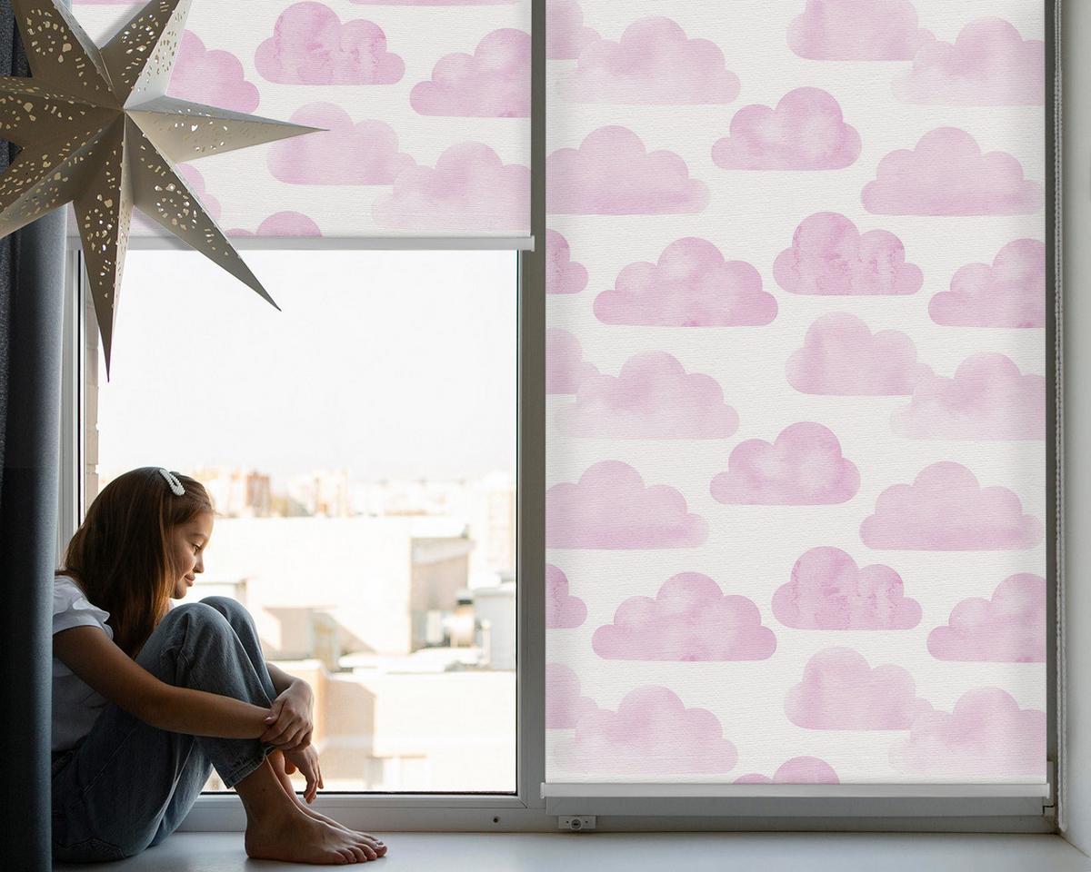 INNENROLLO - Fensterrollo - Rollo - 130x140 cm - Rosa Wolken - Pink, Kunststoff (130/140/0.5cm) - TULUP