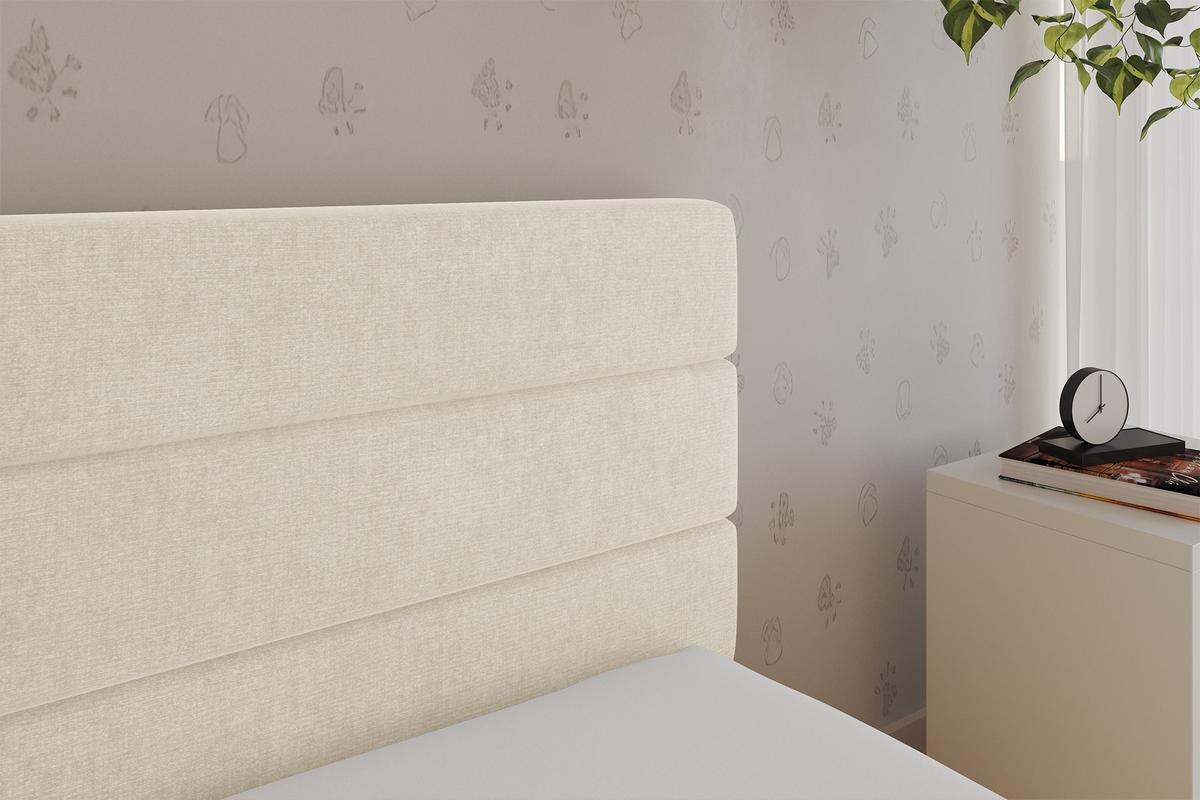 EINZELLBETT Jugendbett mit Bettkasten und Matratze H3/H4, Links - BEMY 90x200 Beige - Beige, Holzwerkstoff/Textil (90/200cm) - ALTDECOR