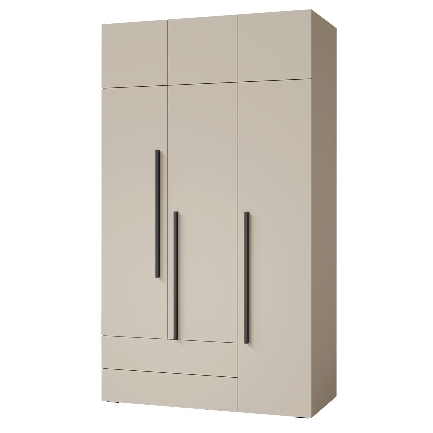 DREHTÜRENSCHRANK Largo mit Aufsatz, 3 Türen und 2 Schubladen, für Jugendzimmer, 135 cm, Kaschmir - Kaschmir, Holzwerkstoff (135/236/60cm) - Beautysofa