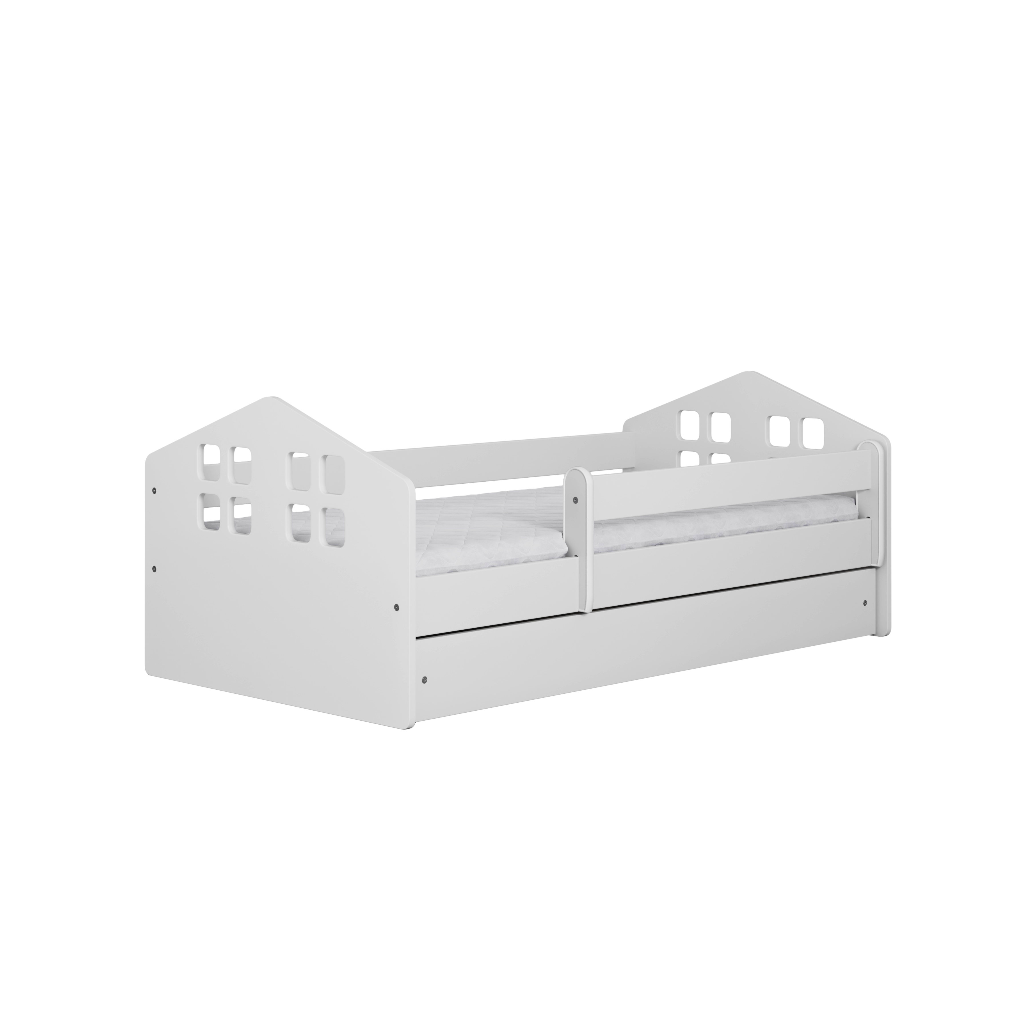 KINDERBETT Kacper mit Schublade und Matratze Weiß 90/65/184 - Weiß, Holzwerkstoff (80/180cm) - RAUMHIRSCH FURNITURE