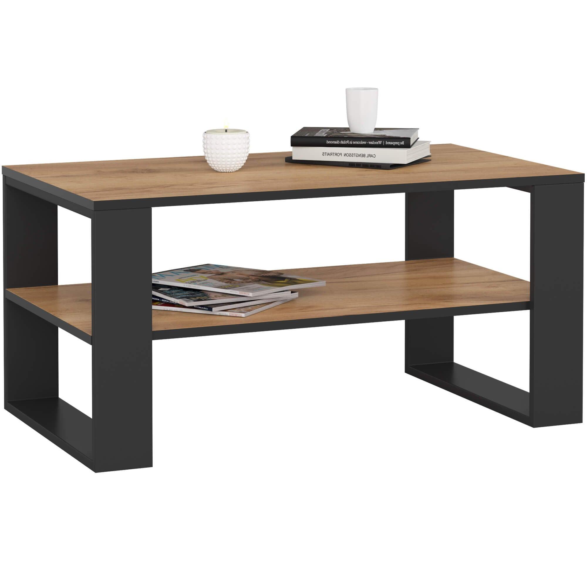 COUCHTISCH Eiche Craft, Schwarz 45/92/53 - Schwarz, Textil (53/92/45cm) - RAUMHIRSCH FURNITURE