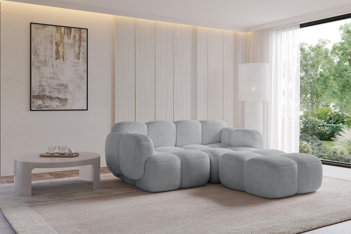 ECKSOFA modulares Sofa Rechts Miko-L1 214x205x75 Grau Cord - Anthrazit/Schwarz, Holzwerkstoff/Kunststoff (214/205cm) - ALTDECOR