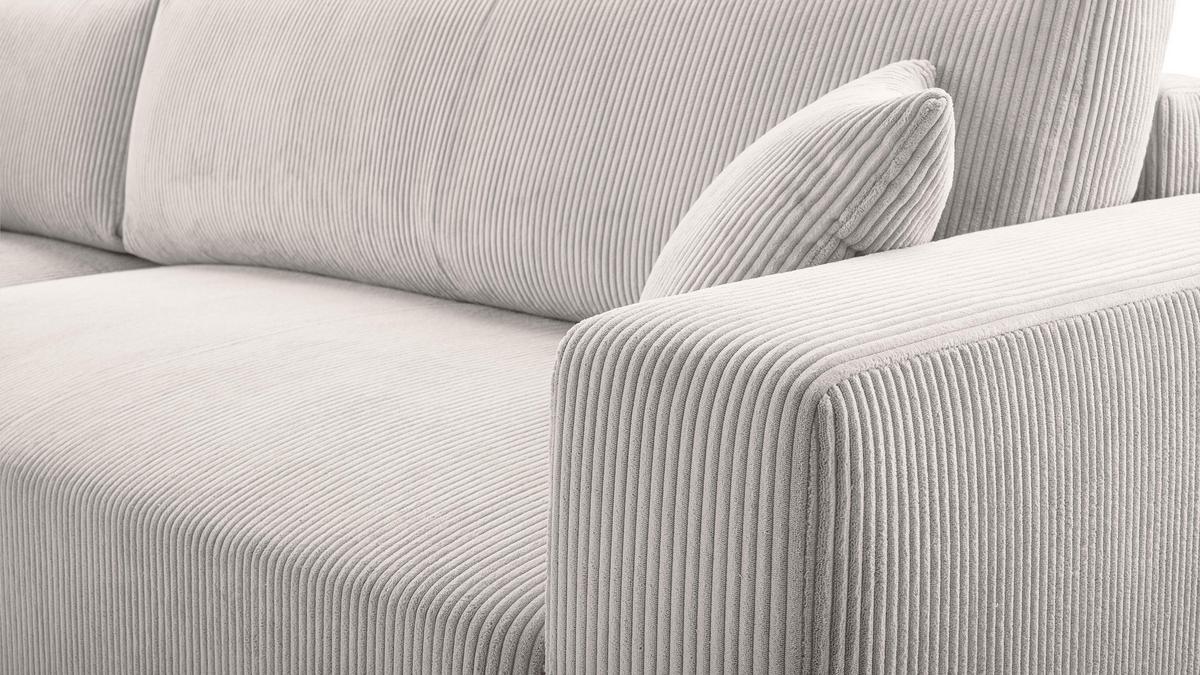 ECKSOFA L Form Catea Weiß 279/145/84 cm Links mit Schlaffunktion - Creme/Schwarz, Kunststoff/Textil (145/279cm) - AX Living