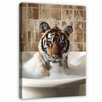 BILDER Abstrakt Tiger Badewanne Modern Badezimmer 60x40 - Beige, Holzwerkstoff (40/60cm) - Wallarena
