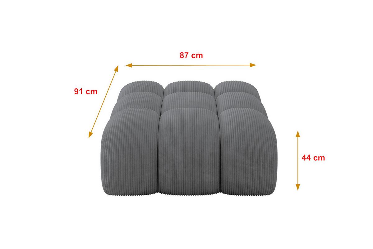 POUF OLEA-PUF 91x87x44 cm Dunkelgrau Cord Modular Sitzhocker - Schieferfarben/Dunkelgrau, Holzwerkstoff/Kunststoff (91/44/87cm) - ALTDECOR