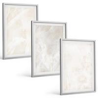 BILDER SET 3er Set - 40x60 cm Silberner Rahmen - Die Struktur von elegantem Marmor - Silberfarben, Kunststoff (40/60cm) - TULUP