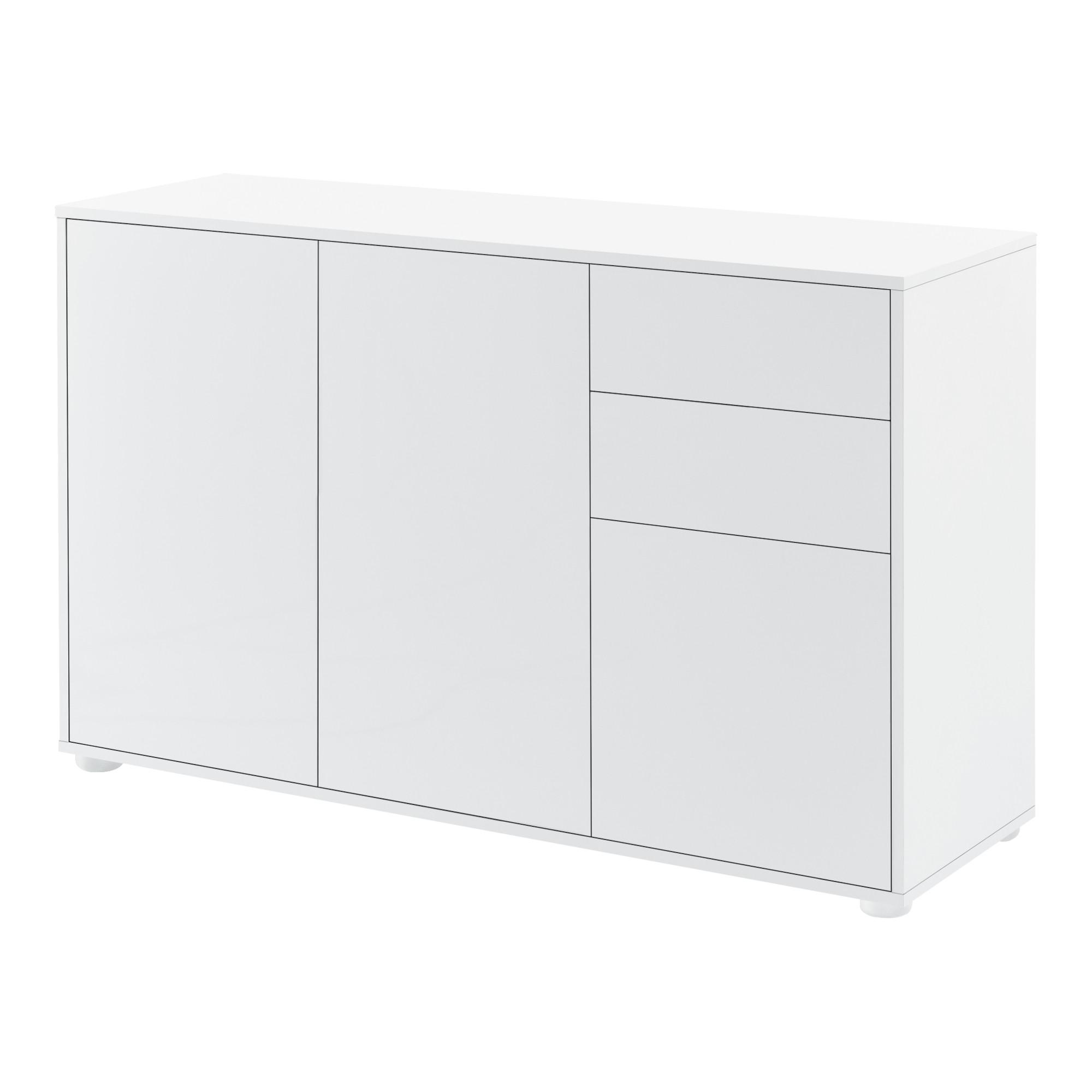 SIDEBOARD Paarl 3-türig - Weiß Hochglanz, Holzwerkstoff (117/74/36cm) - [en.casa]