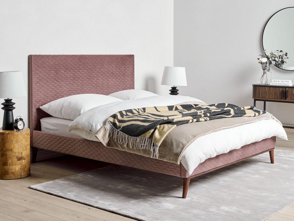 POLSTERBETT mit Lattenrost 140x200 cm Rosa Bayonne - Pink, Textil (140/200cm) - Beliani