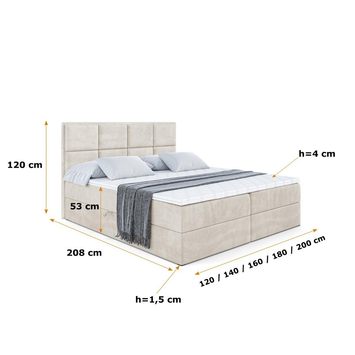 BOXBETT mit Matratze H3 und Lattenrost - NOVA - 140x200 Ecru - Ecru, Holzwerkstoff (140/200cm) - ALTDECOR