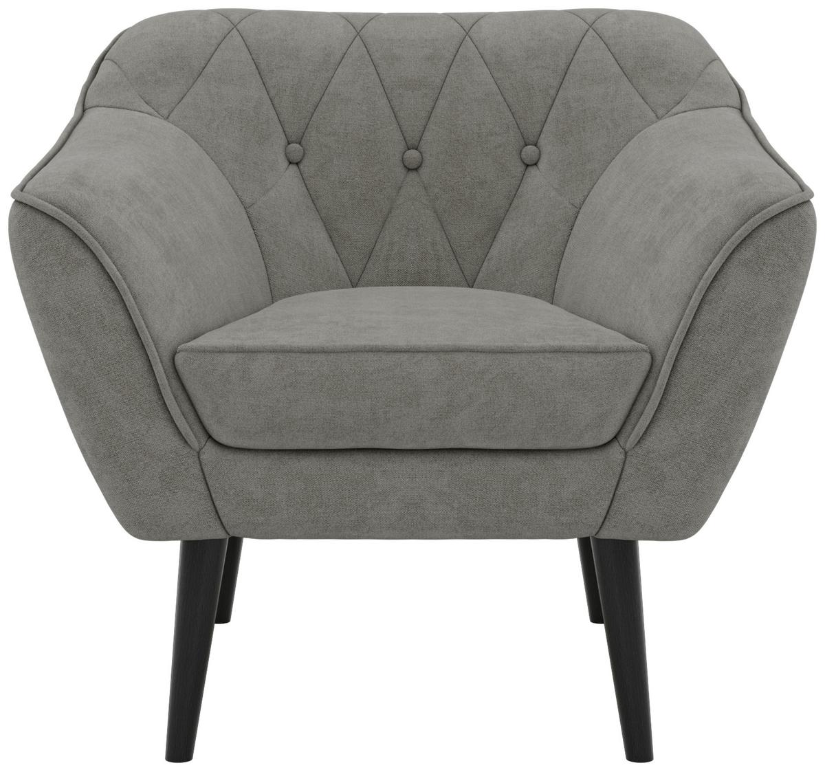 SESSEL PIRS - Grau Strukture - Schwarze Beine - Platinfarben/Schwarz, Holzwerkstoff/Textil (80/75/74cm) - MKS