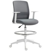 BÜROSTUHL Ergonomischer Schreibtischstuhl mit Armlehne, Fußring, Grau - Grau, Textil (57.5/121/61.5cm) - HOMCOM