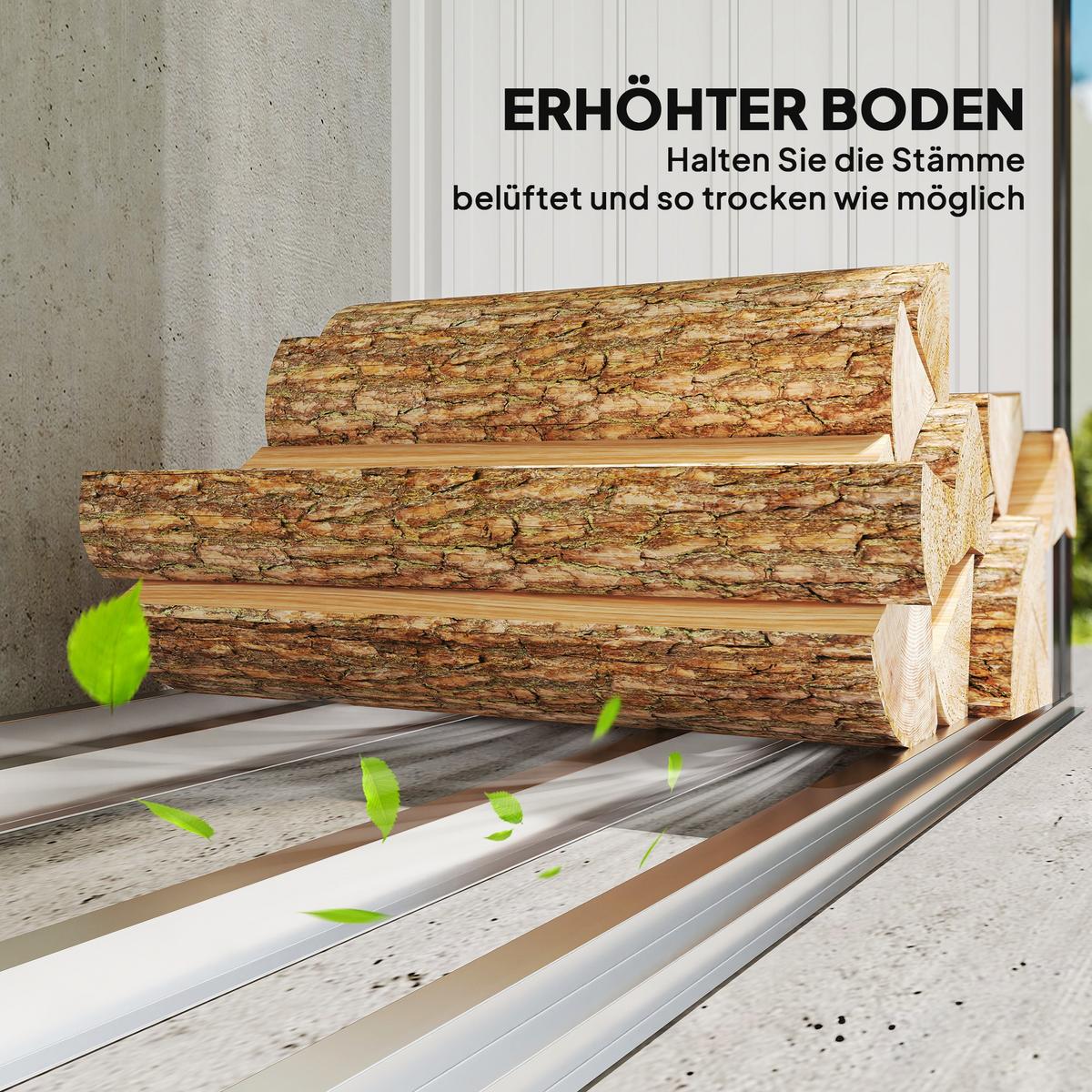 KAMINHOLZREGAL Verzinkter Stahl Dunkelgrau - Dunkelgrau, Metall (66.5/150/150cm) - Outsunny