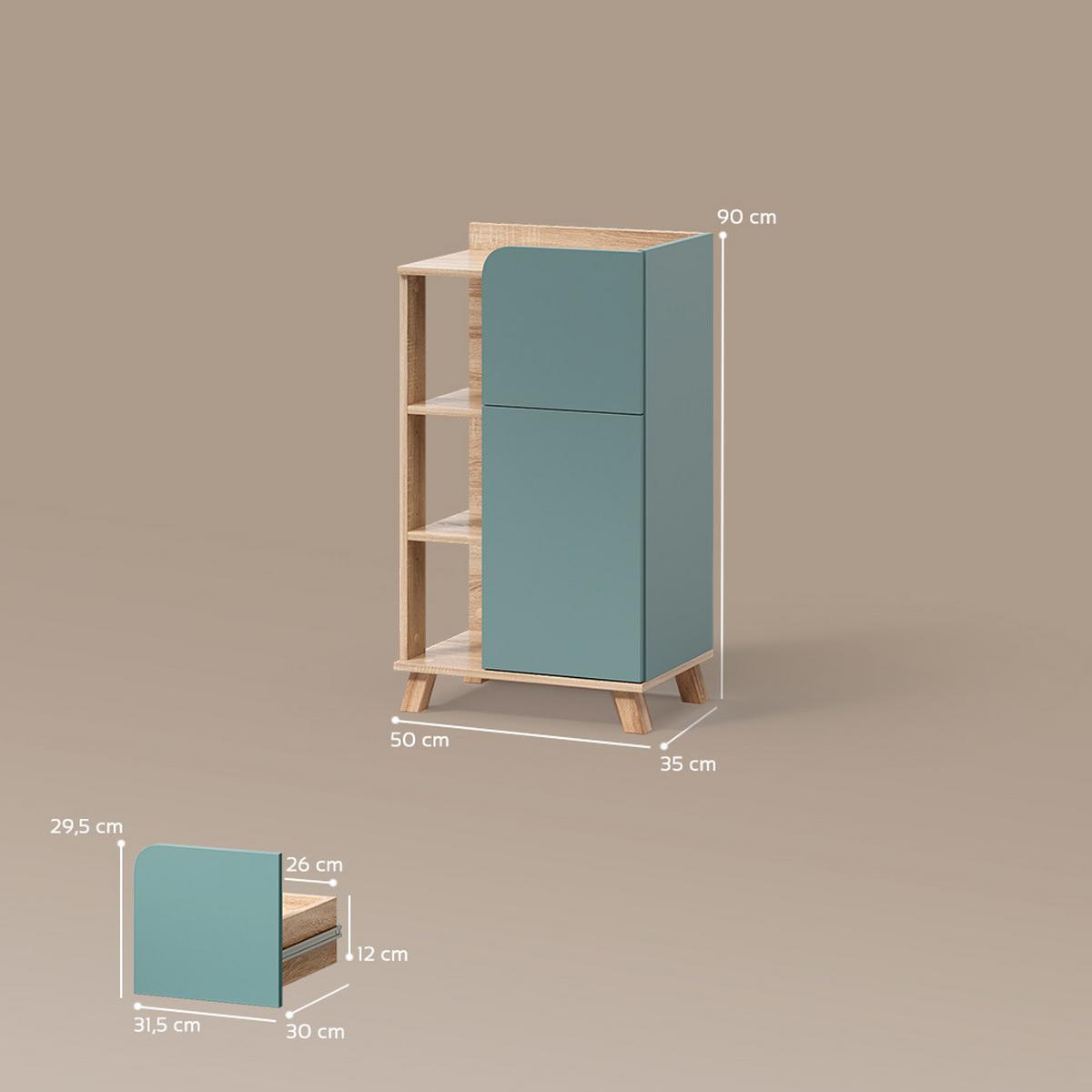 UNTERSCHRANK Marano Blau-Grau 50 x 90 cm mit Tür und Schublade - Blaugrau, Holzwerkstoff (50/90/35cm) - Livinity®