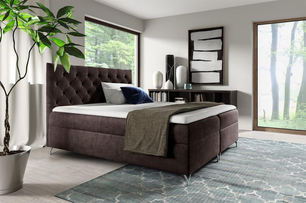BOXBETT Ambre In Fresh - Braun, Holzwerkstoff/Textil (160/200cm) - Fun Möbel