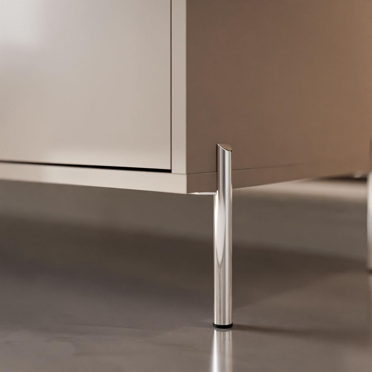 KOMMODE SANAYI Kaschmir Hochglanz – gerade silberne Beine - Kaschmir, Holzwerkstoff (154/78/40cm) - Lookway