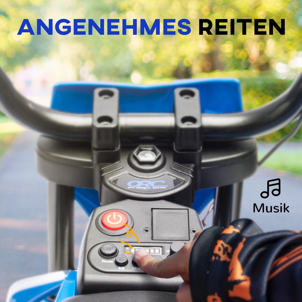 ELEKTROMOTORRAD, Kunststoff, Metall, Blau - Blau, Metall (56/107cm) - AIYAPLAY