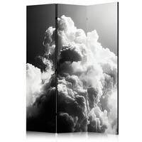 PARAVENT Akustik 3-tlg 135x172 cm Wolken im Schwarz-Wei - Schwarz, Holz/Textil (135/172/3cm) - Muralo