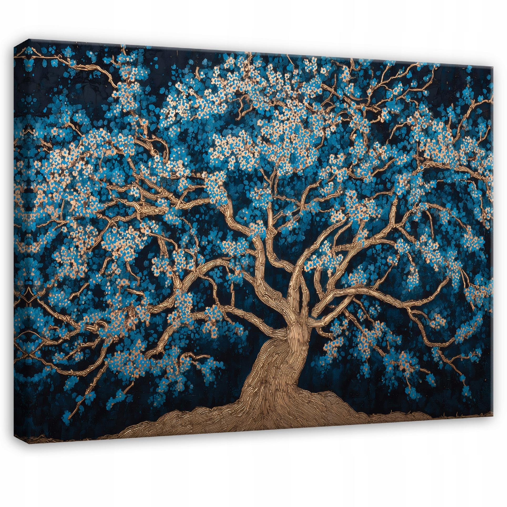 LEINWANDBILD Baum Abstrakt Blau 120x80 cm - Multicolor, Holzwerkstoff (120/80cm) - Wallarena