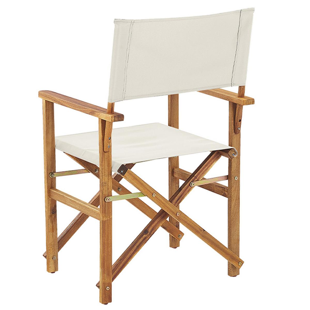 GARTENSTUHL 2er-Set Akazienholz hellbraun Auflagen cremeweiß Cine - Hellbraun/Weiß, Holz (50/91/50cm) - Beliani
