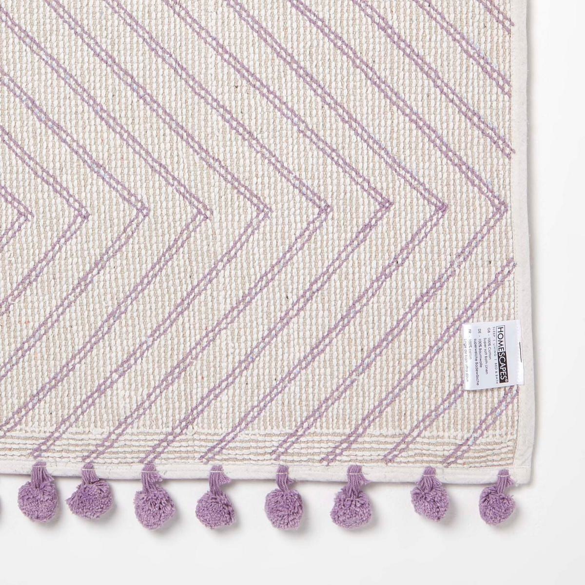 BADEMATTE 50/80 cm Chevron, Baumwolle - Flieder, Textil (50/80cm) - Homescapes