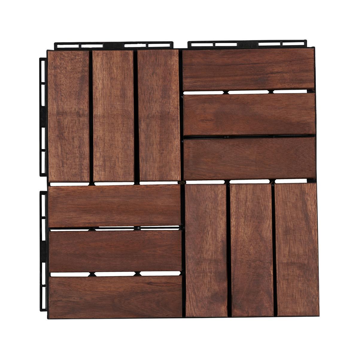 KLICKFLIESEN-SET 10 TLG. Alliste - Braun, Holz (30/30/1.9cm) - casa.pro