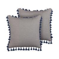 DEKOKISSEN 2er-Set Grau 45/45 cm Carpinus - Grau, Naturmaterialien/Textil (45/45cm) - Beliani