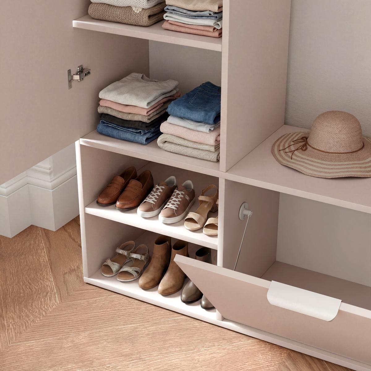 GARDEROBE mit Spiegel ELIOR - Beige, Holz (100/189.4/33cm) - Idohome