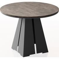 ESSTISCH Kova runder ausziehbarer, Dunkelgrauer Chicago Beton 100-180/100/76 cm - Dunkelgrau/Schwarz, Holzwerkstoff/Metall (100/176/76cm) - WFL GROUP