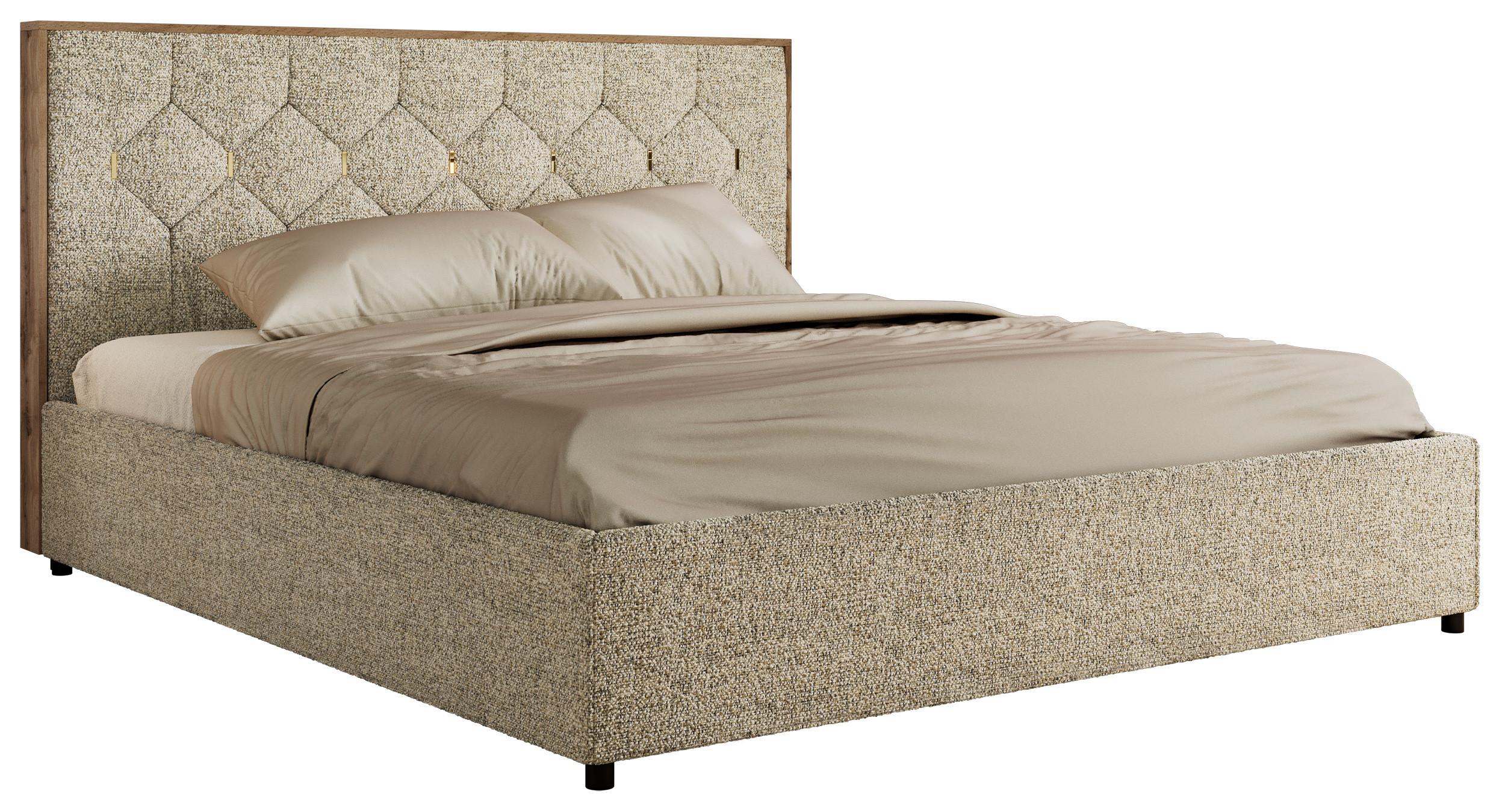 POLSTERBETT LARINO CLASSIC 140/200 - Beige Strukture - Pocket Matratze - Beige, Textil (140/200cm) - MKS