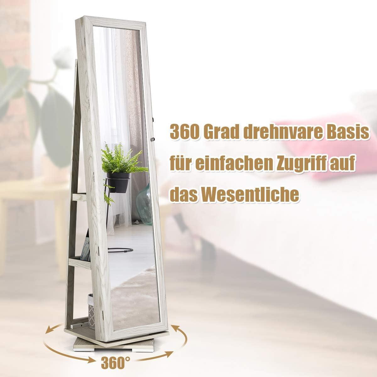 SCHMUCKSCHRANK 161cm Weiß - Weiß, Holz (39/161/39cm) - COSTWAY