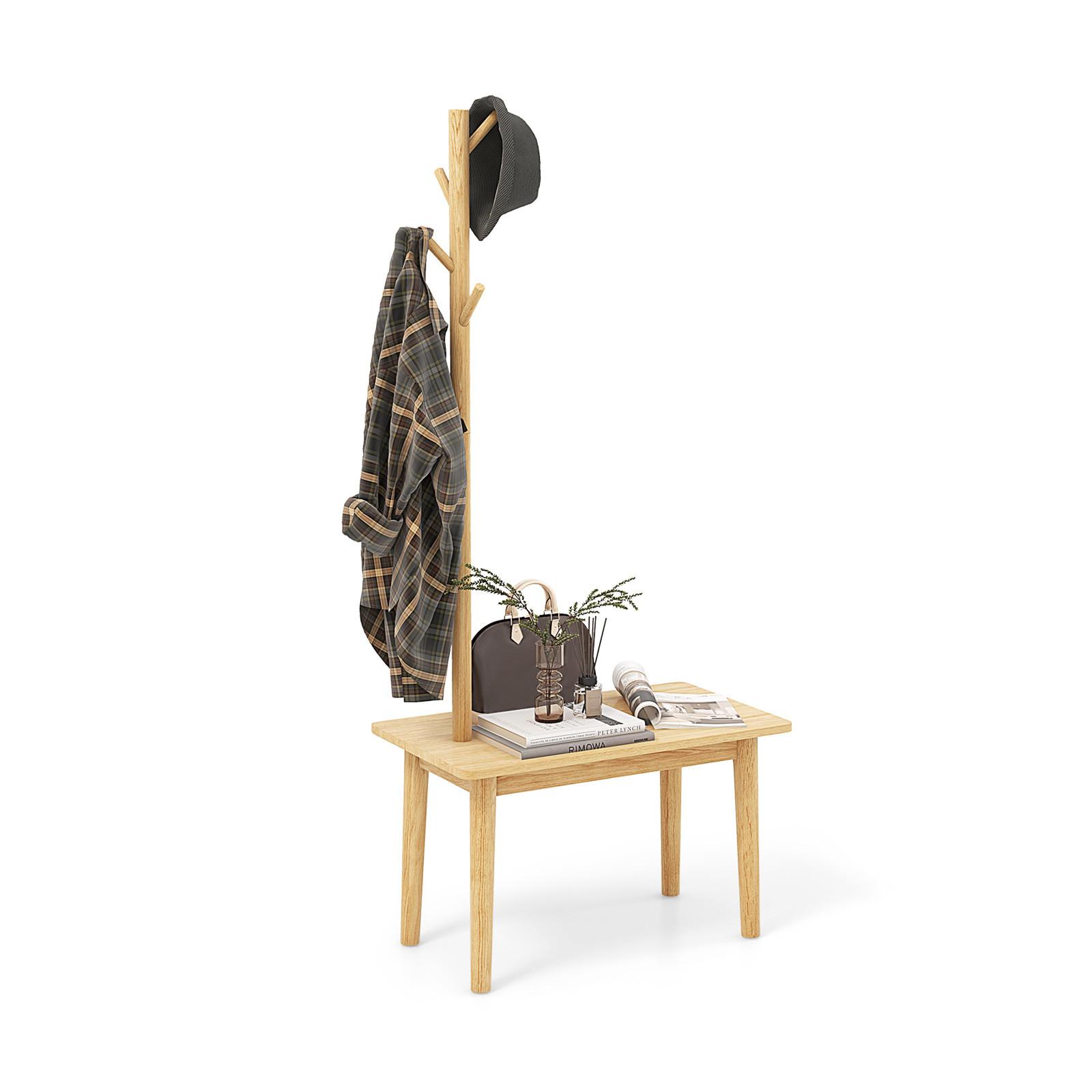 GARDEROBENSTÄNDER 168cm Natur - Naturfarben, Holz (76/168/43cm) - COSTWAY