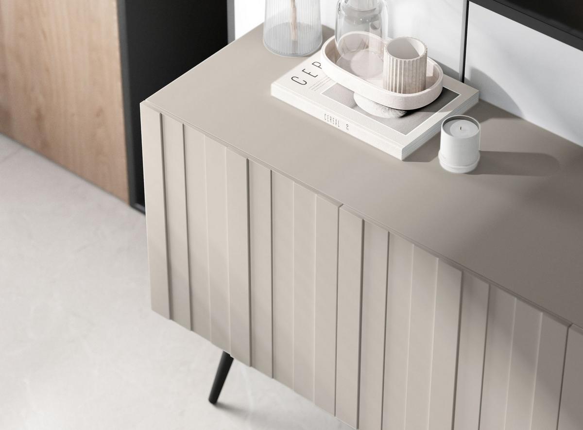 TV-SCHRANK Elpis Kaschmir Matt mit Metallbeine Glamour 150 cm - Kaschmir, Holzwerkstoff (150/60.5/36.5cm) - Meble Lindner