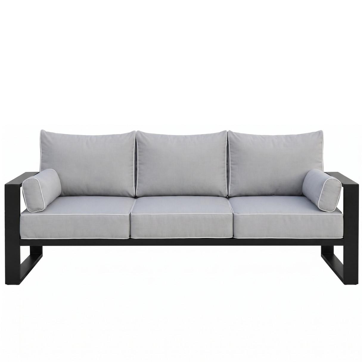 LOUNGESOFA 3-Sitzer Verdino mit Metallrahmen 215 cm Hellgrau - Hellgrau, Metall (215/90/87cm) - Beautysofa