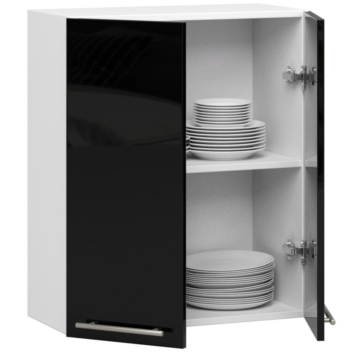 HÄNGESCHRANK Weiß, Schwarz Glanz 72/60/30 - Schwarz Hochglanz/Weiß, Holzwerkstoff (60/72/30cm) - RAUMHIRSCH FURNITURE