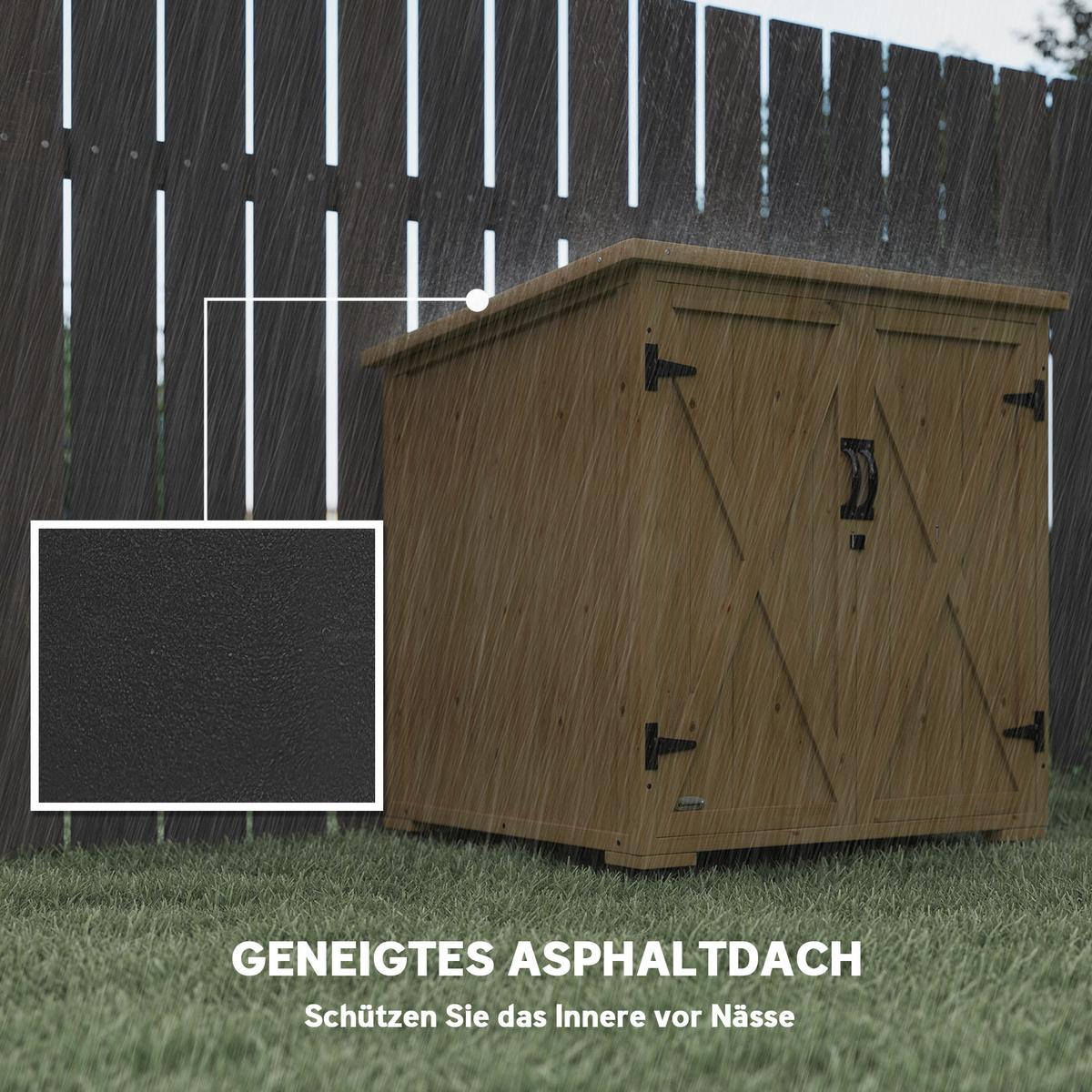 GARTENSCHUPPEN, Geräteschrank, Wetterfester Geräteschuppen mit Doppeltür Natur - Fichtefarben, Holz (88/90/77.5cm) - Outsunny