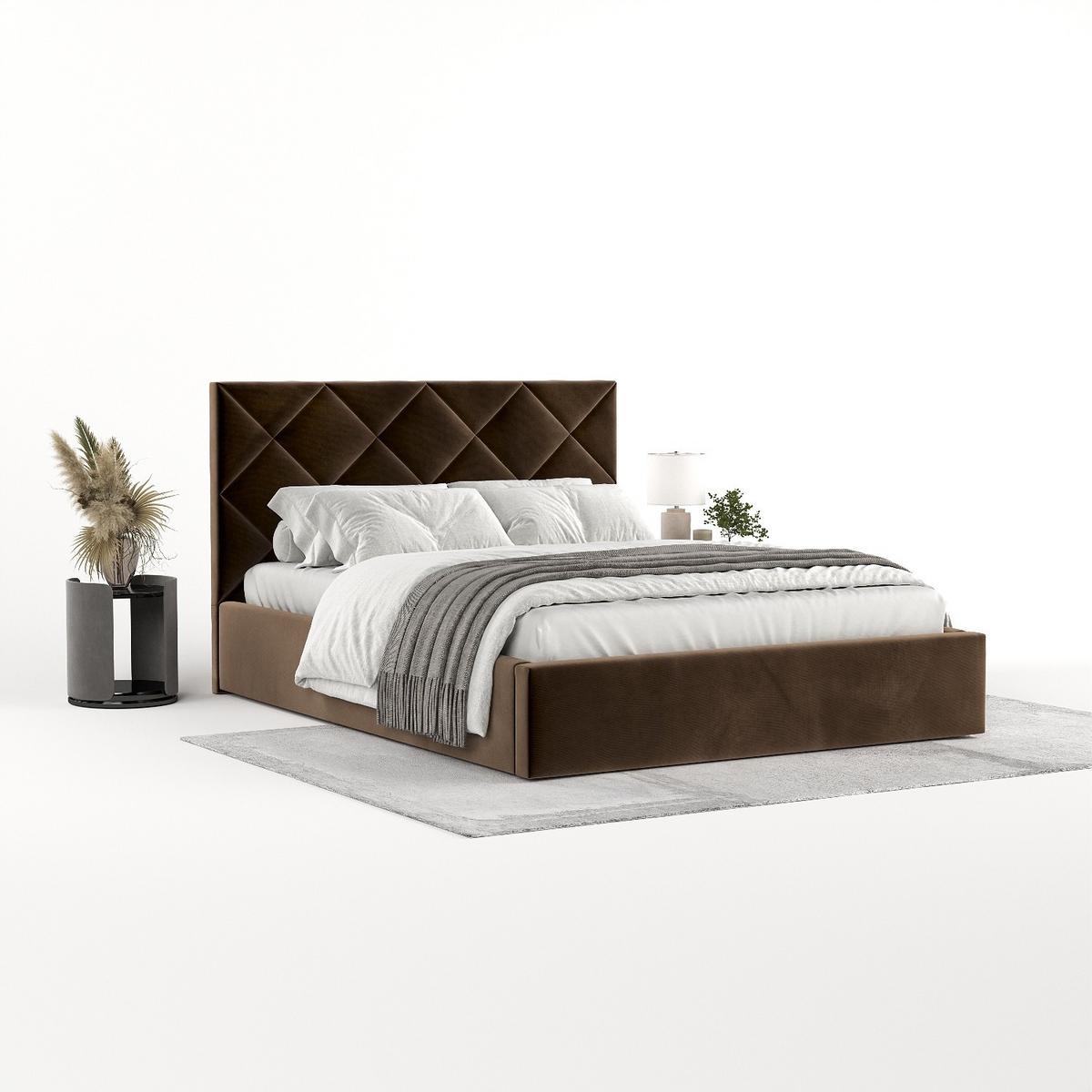 POLSTERBETT Torno 180/200 cm Braun im Kronos Stoff - Schwarz/Naturfarben, Holz/Holzwerkstoff (180/200cm) - AltaBeds