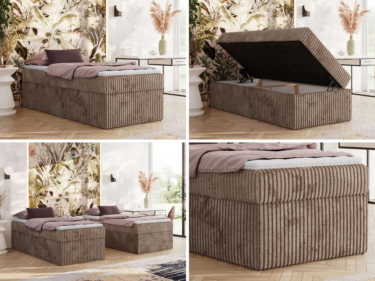 BOXBETT ZERO 90/200 - Braun Cord - H3 - Topper T25 - Braun, Textil (90/200cm) - MKS