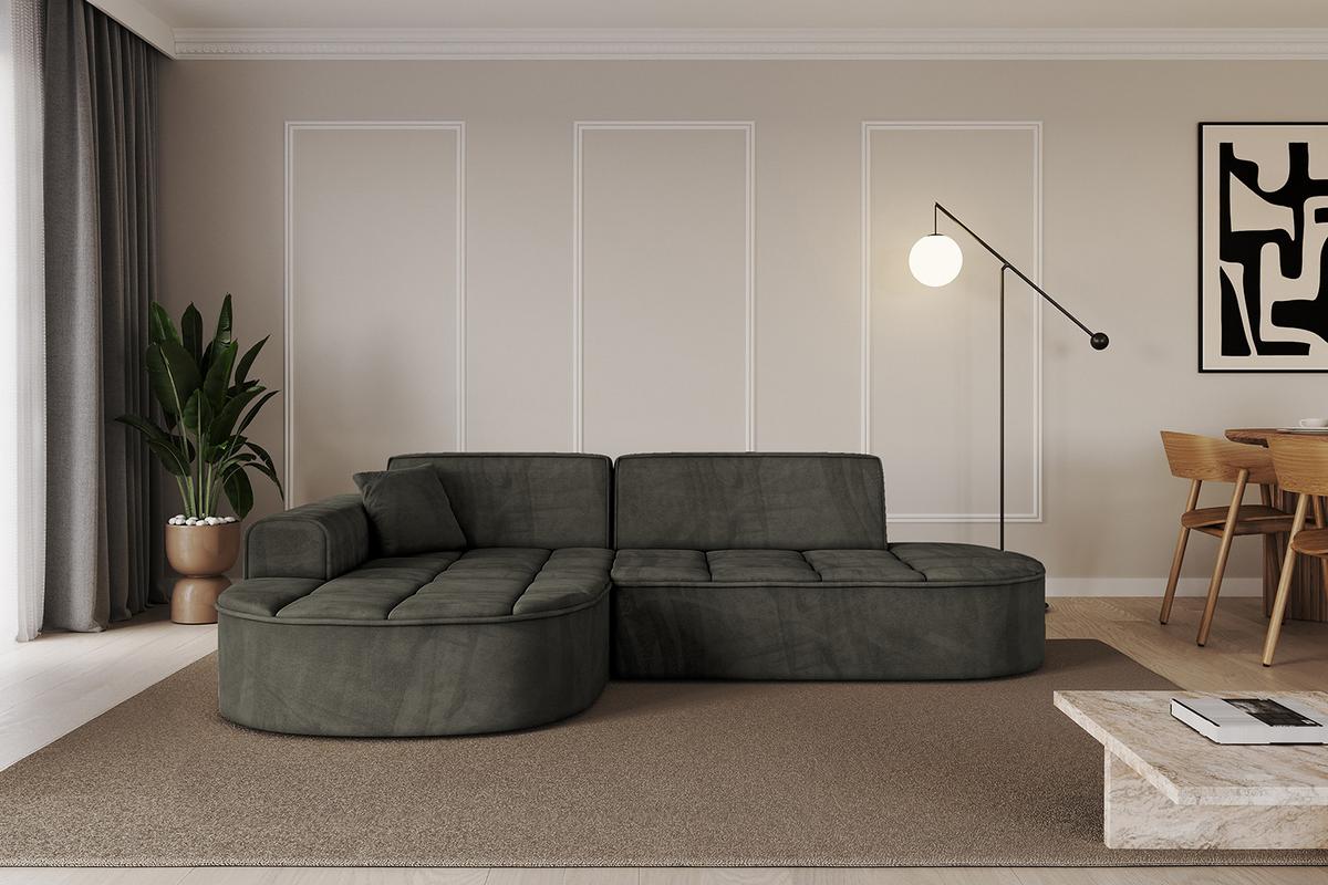 ECKSOFA Ottomane Links TARO-L1 - 243x171x79,5 cm Schwarz - Schwarz, Holzwerkstoff/Textil (243/171cm) - ALTDECOR