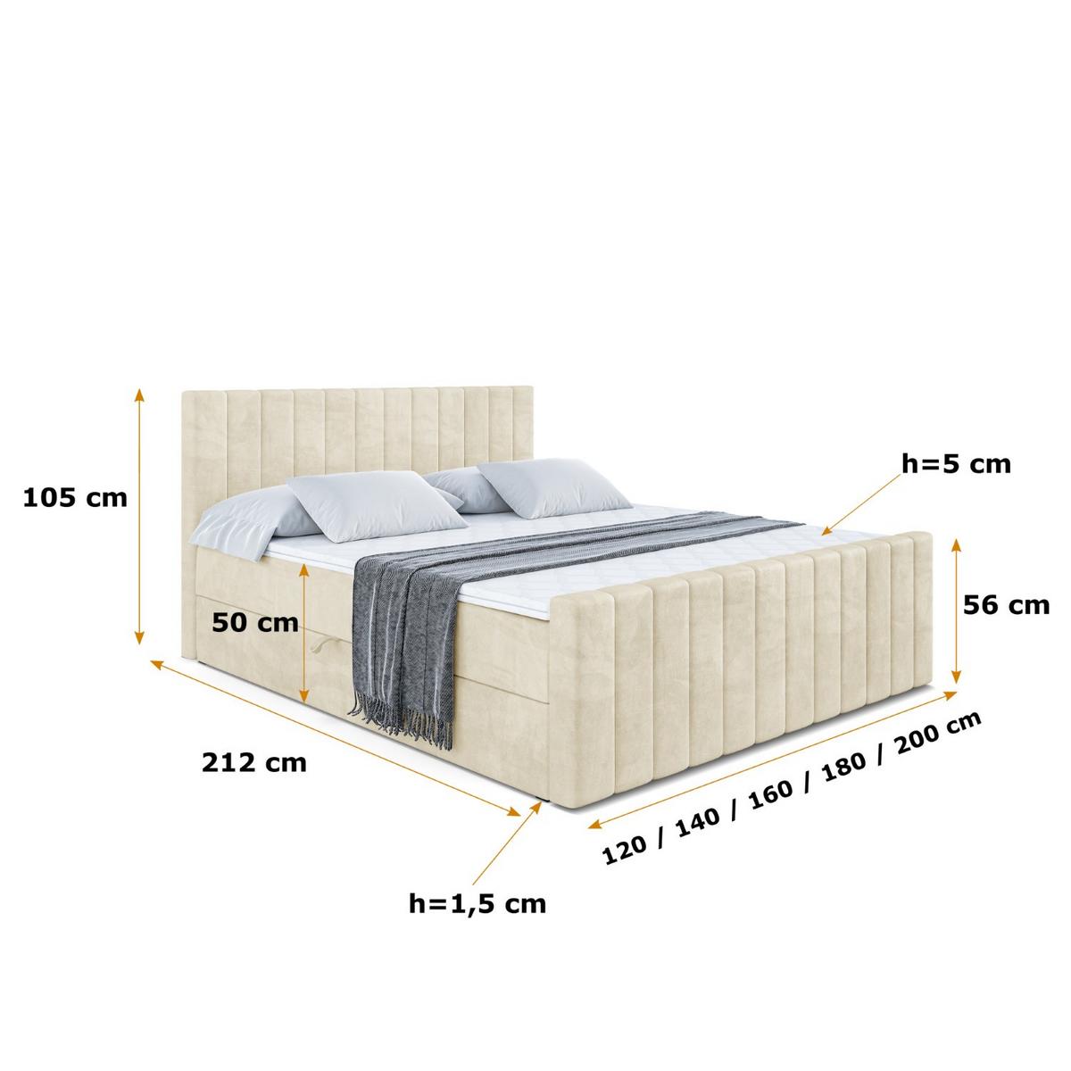 BOXBETT EDITA-Z - 140x200 cm - H4 - Beige - Beige, Holzwerkstoff (140/200cm) - ALTDECOR
