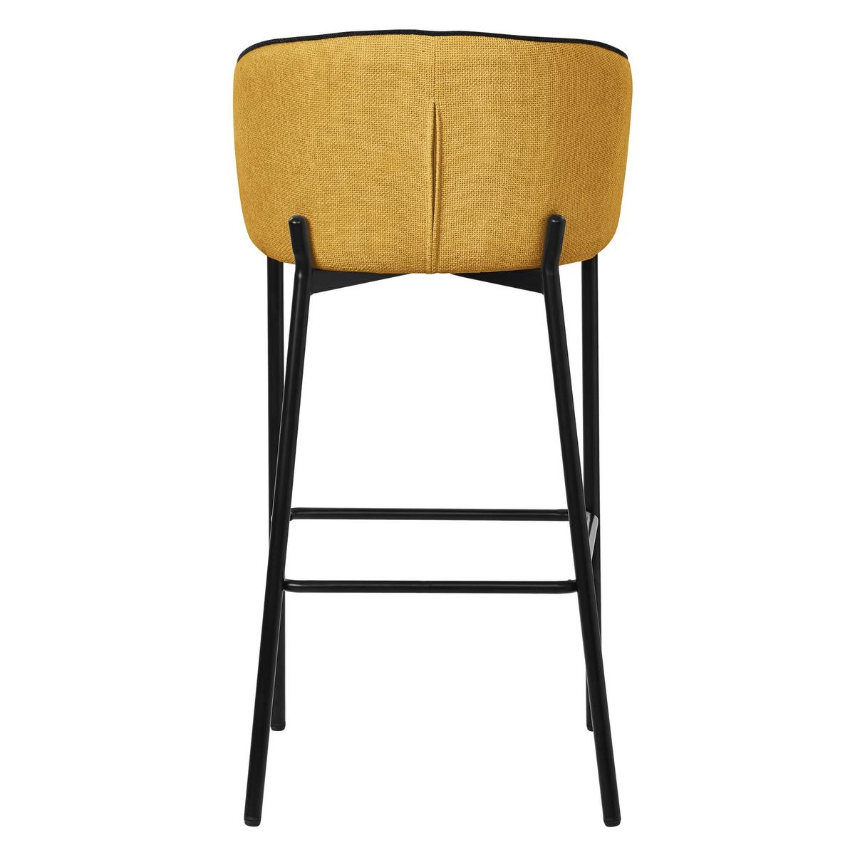 BARHOCKER 2er Set Senf mit Stoffbezug - Gelb/Schwarz, Textil/Metall (50/101/54cm) - ML-DESIGN